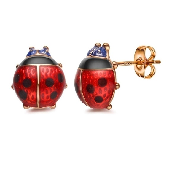 Sale! New Adorable Dainty Little Lady Bug Stud Earrings - Picture 8 of 11